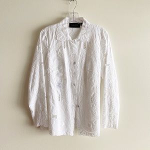 Carlisle Lace Linen White Floral 3D Jacket